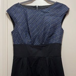 Trina Turk Los Angeles Size 4 sheath colorblock Dress Tweed Blue Grey Black
